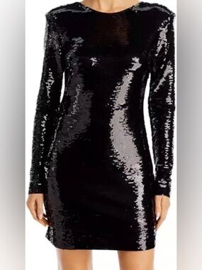 FRAME Black Sequin Long-Sleeve Mini Dress NWT- Small